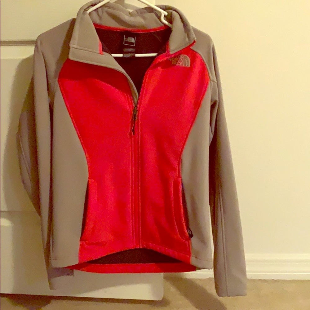 Pink and gray north face